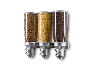 Turn N Serve Platinum Wall Mount 5 Liter Triple Canister Cereal Dispenser
